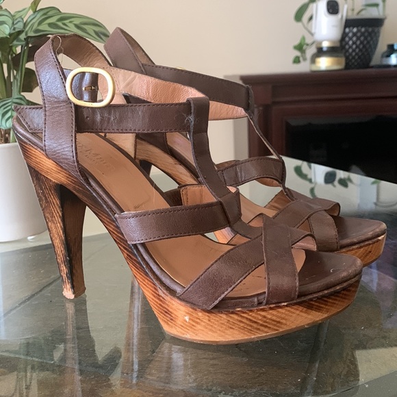 MaxMara Platform Wood Strap Sandals - Picture 1 of 10